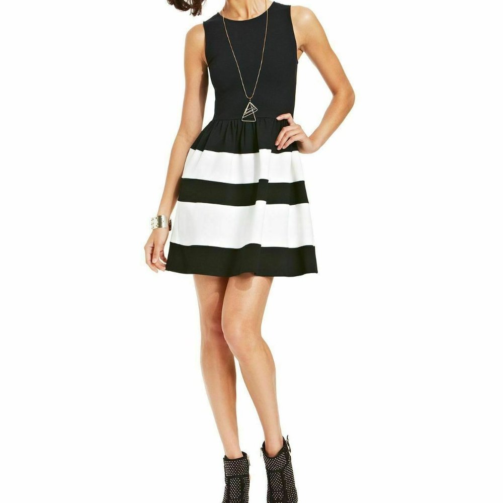 Bar lll Black and White Stripe Sleeveless Dress